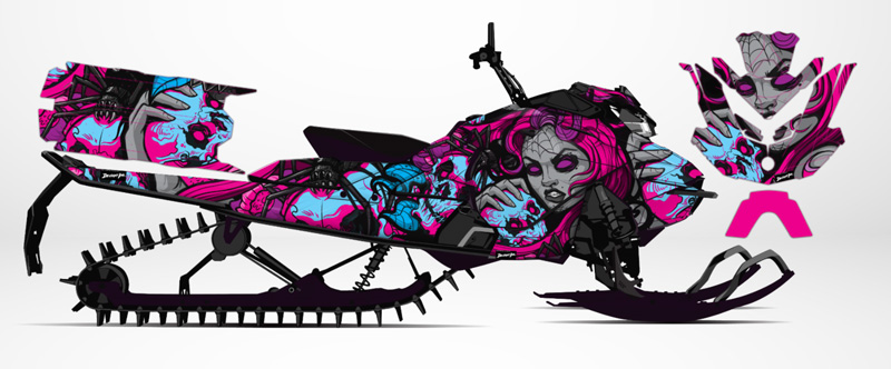 pink ski doo wrap black widow skull