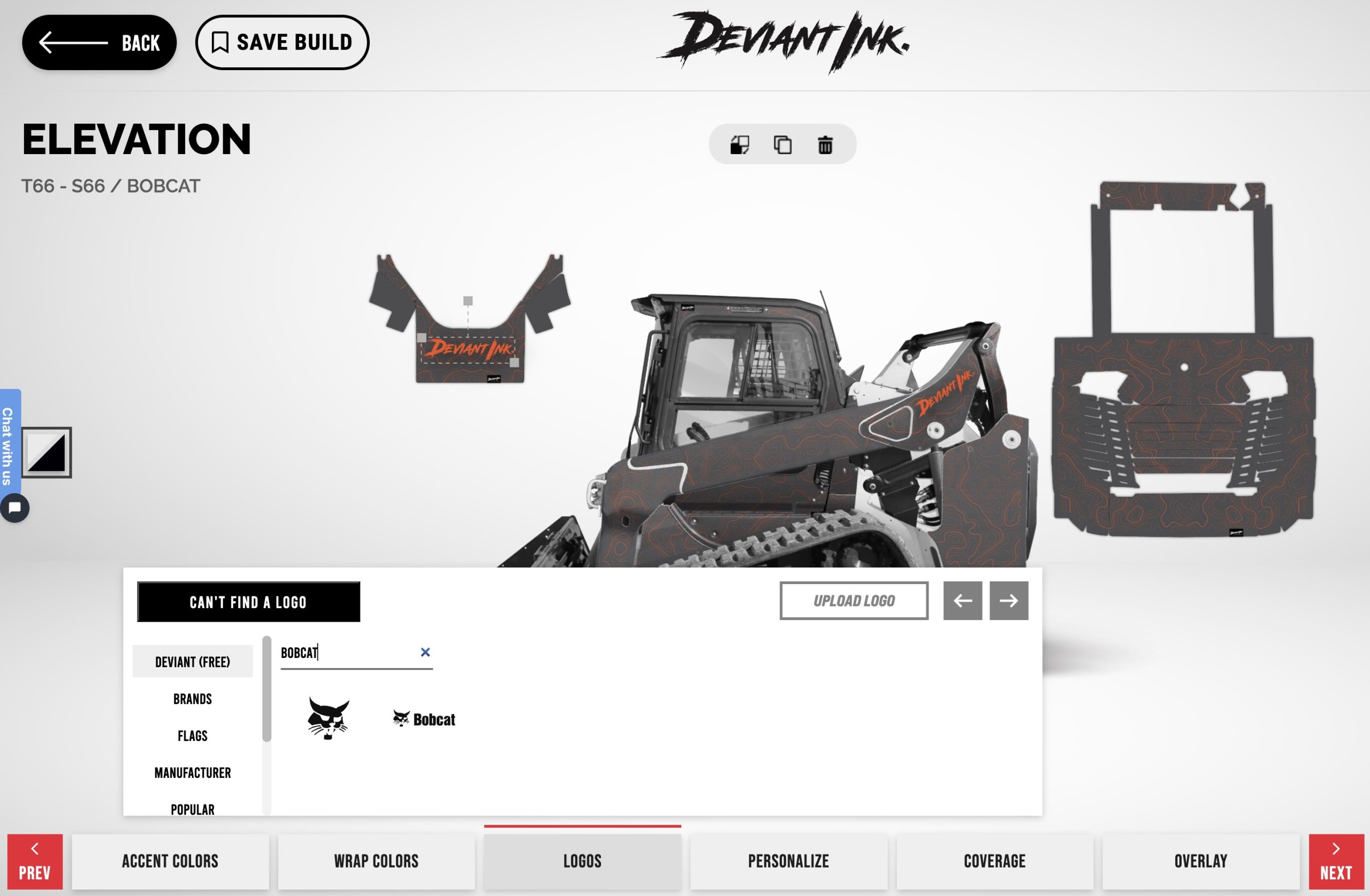 t66 elevation bobcat logos pick and change